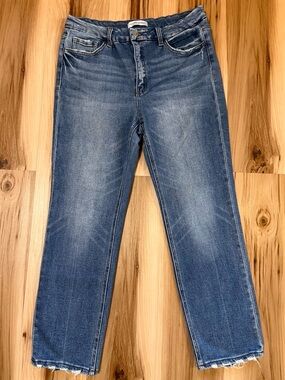 Flying Monkey Jeans Womens 31 Straight Leg High Rise Crop Med Wash Denim (34x27)